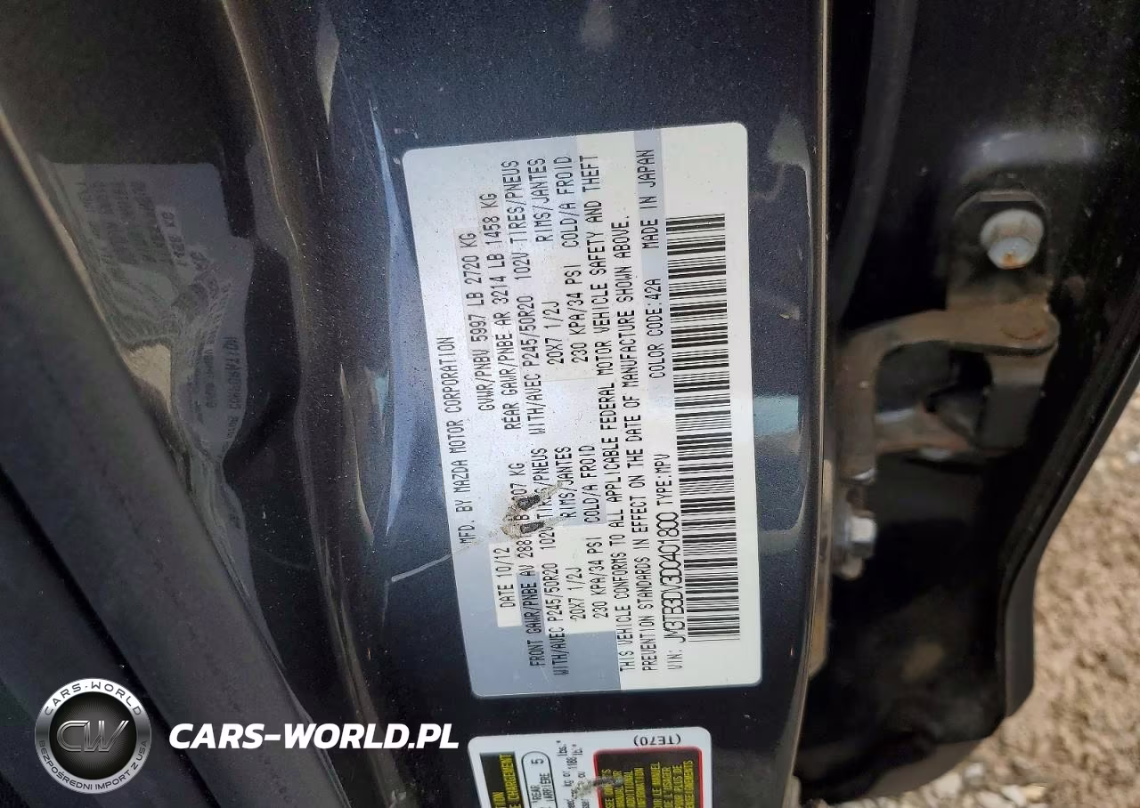 2013 Mazda Cx-9 Grand Touring VIN:JM3TB3DV3D0401800 - 13