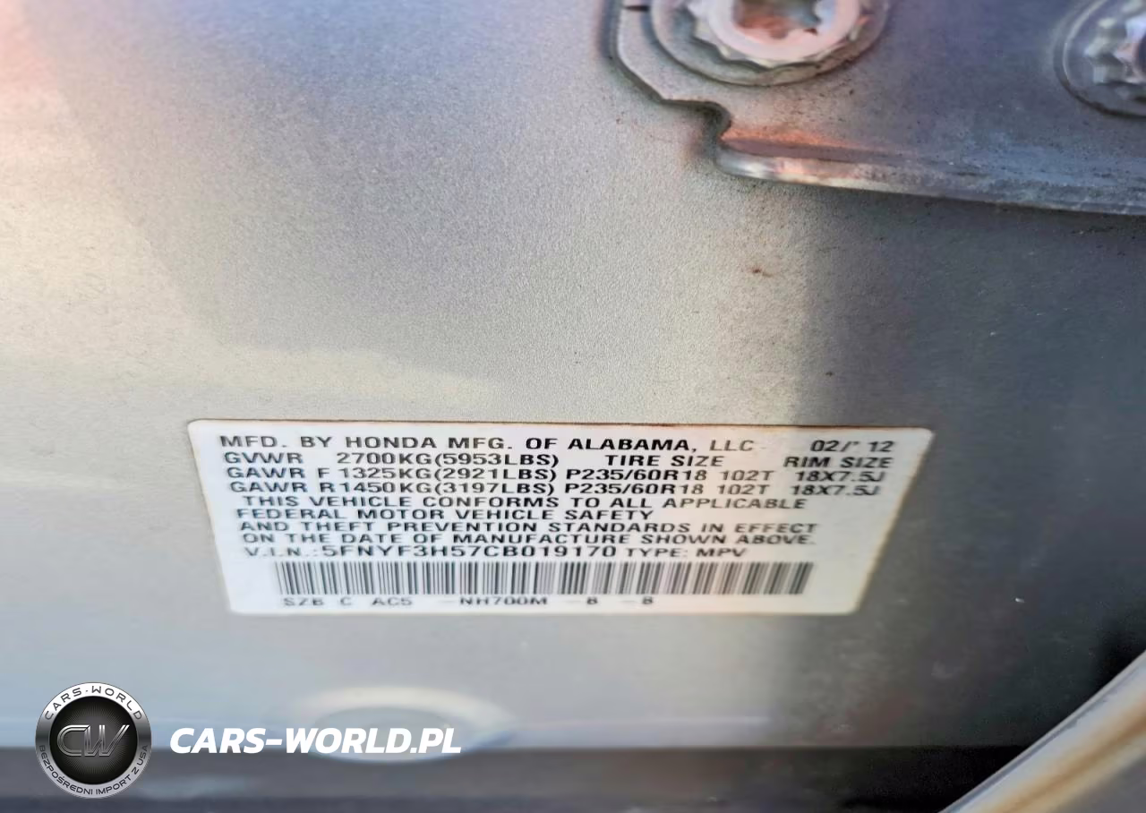 2012 Honda Pilot Exl VIN:5FNYF3H57CB019170 - 13