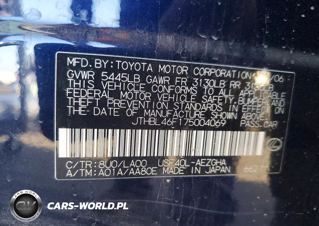 2007 Lexus Ls 460 VIN:JTHBL46F175004069 - 12