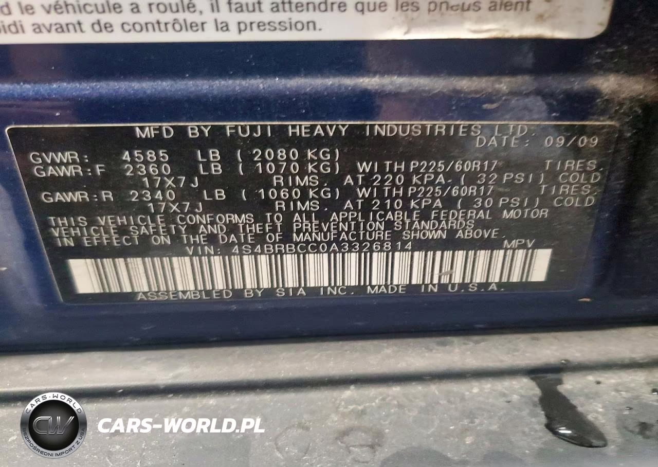 2010 Subaru Outback 2.5I Premium VIN:4S4BRBCC0A3326814 - 12