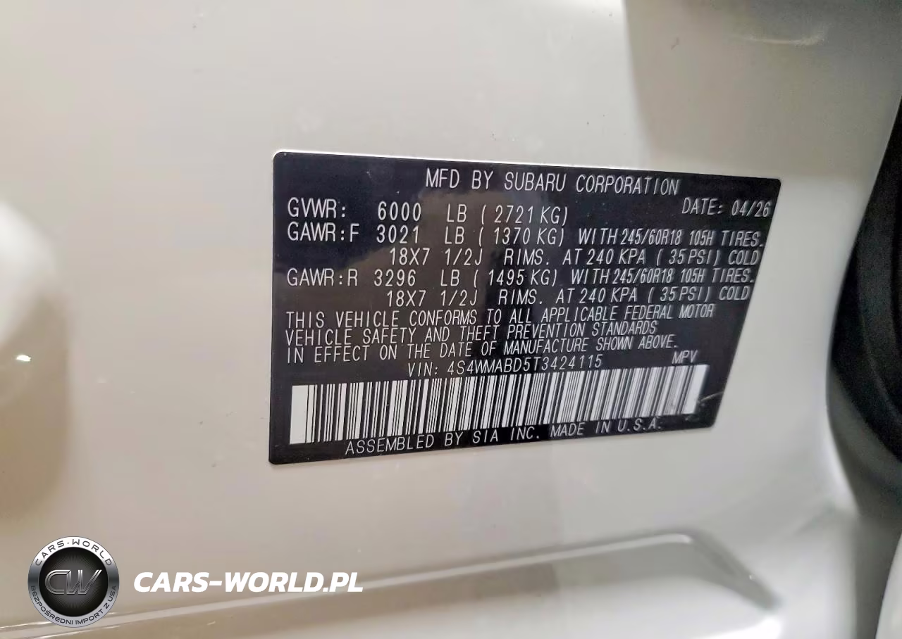 2026 Subaru Ascent Premium VIN:4S4WMABD5T3424115 - 14