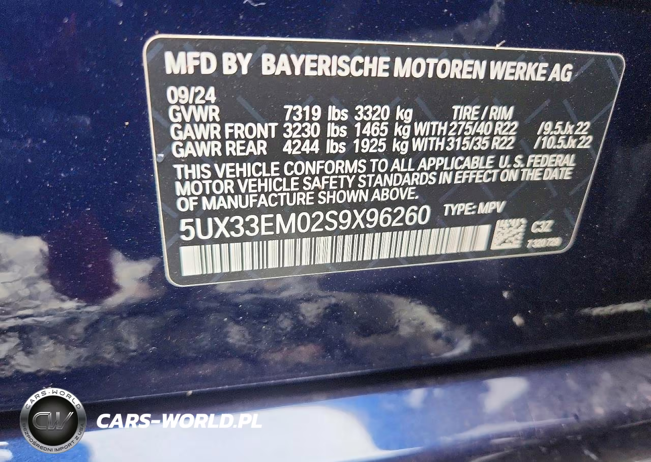 2025 BMW X7 M60I VIN:5UX33EM02S9X96260 - 13