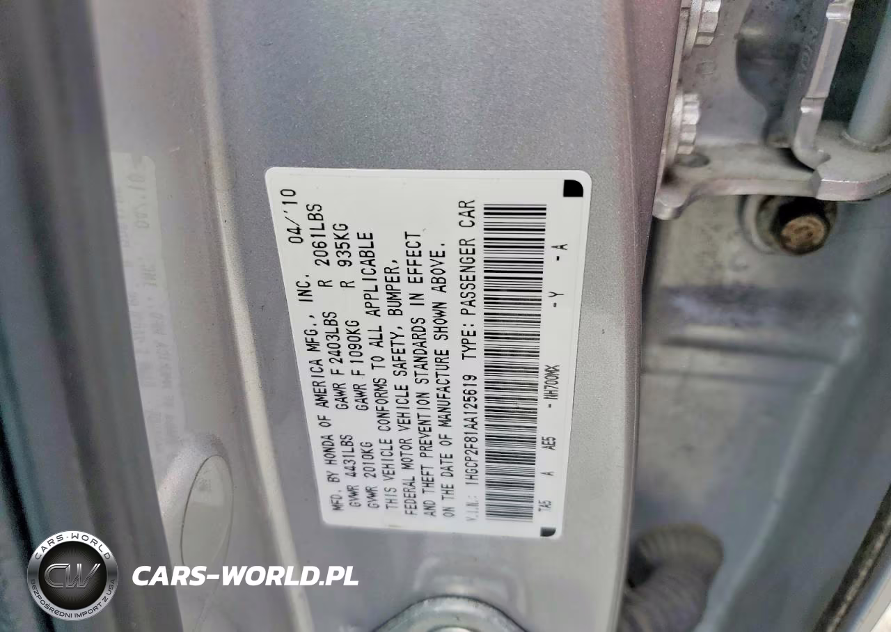 2010 Honda Accord Exl VIN:1HGCP2F81AA125619 - 12