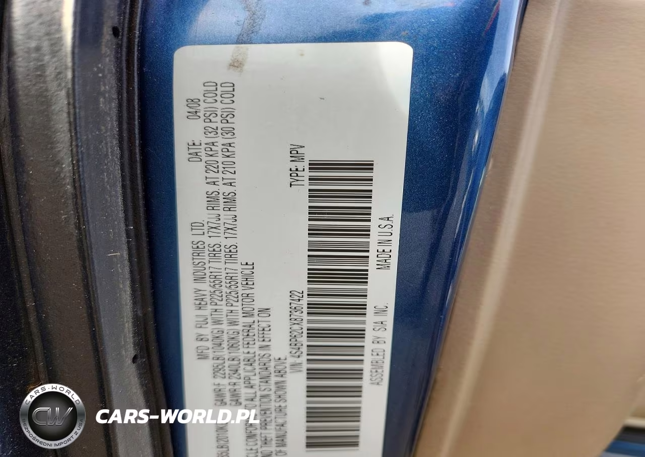 2008 Subaru Outback 2.5I Limited VIN:4S4BP62CX87367422 - 12