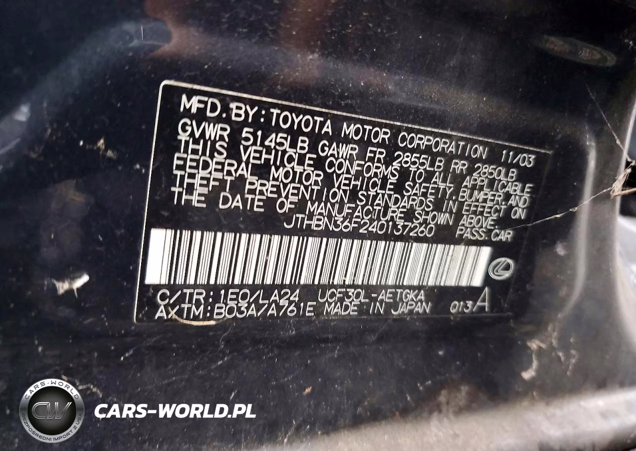 2004 Lexus Ls 430 VIN:JTHBN36F240137260 - 12