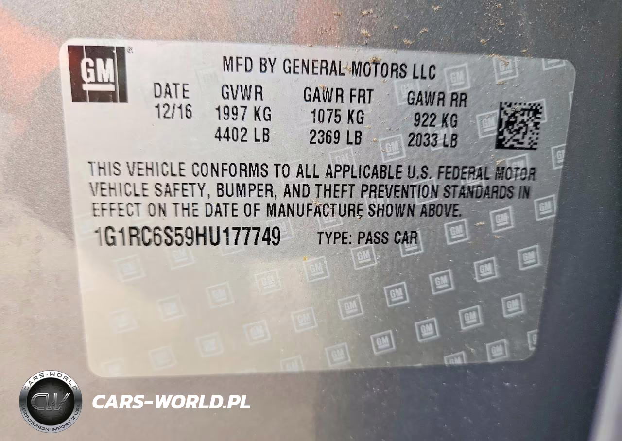 2017 Chevrolet Volt Lt VIN:1G1RC6S59HU177749 - 12