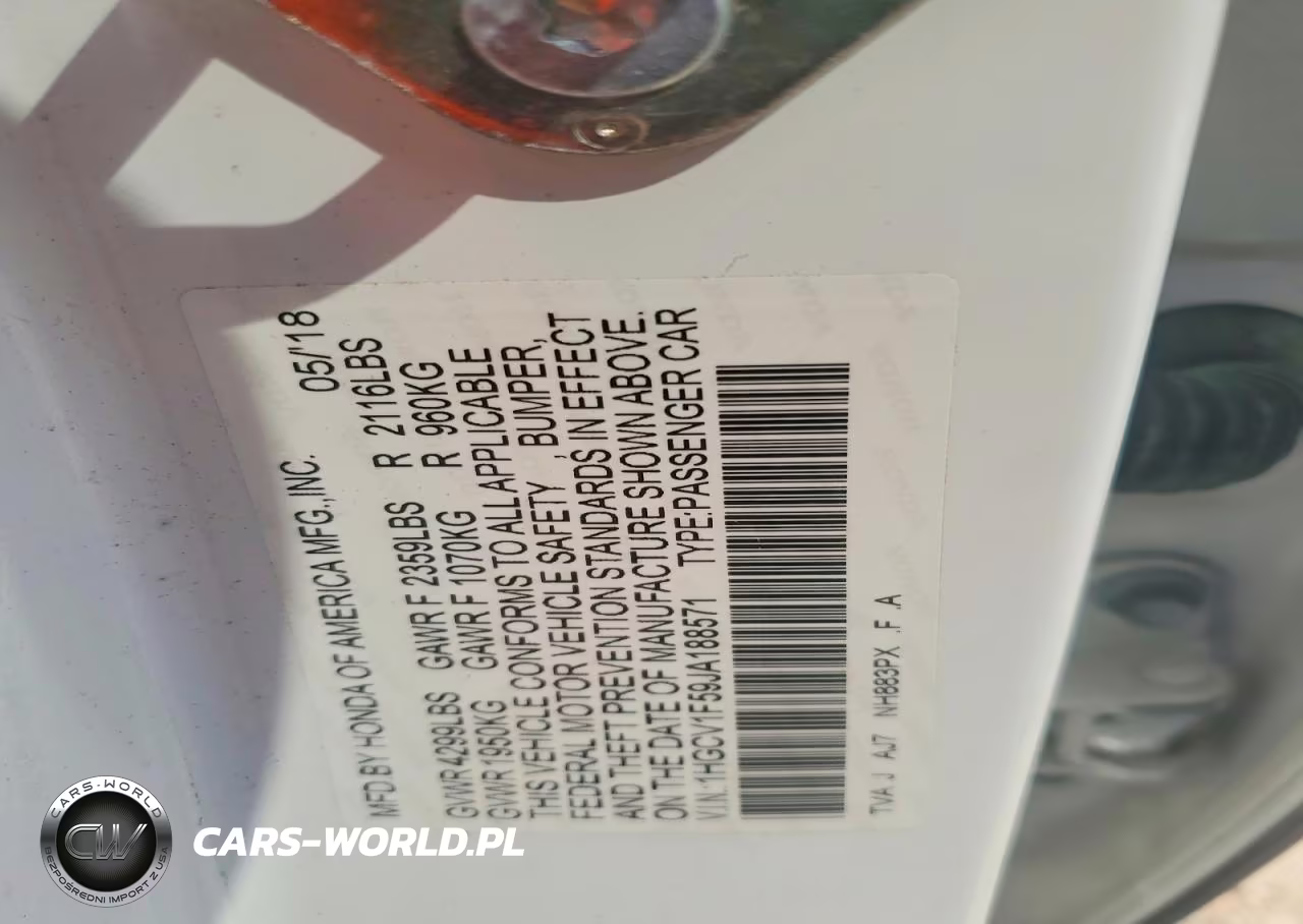 2018 Honda Accord Exl VIN:1HGCV1F59JA188571 - 13