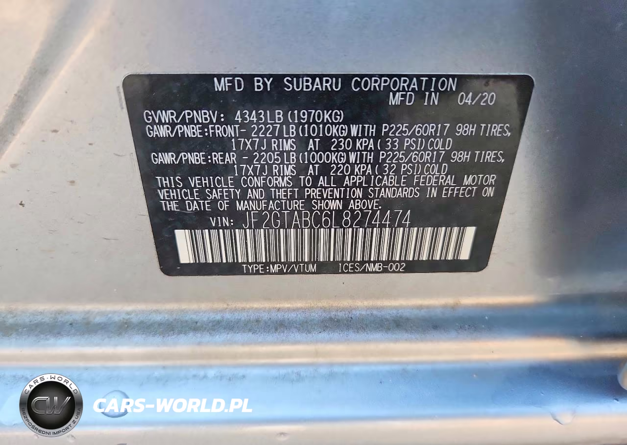 2020 Subaru Crosstrek VIN:JF2GTABC6L8274474 - 13