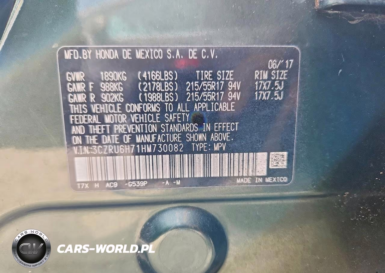 2017 Honda Hr-V Exl VIN:3CZRU6H71HM730082 - 12