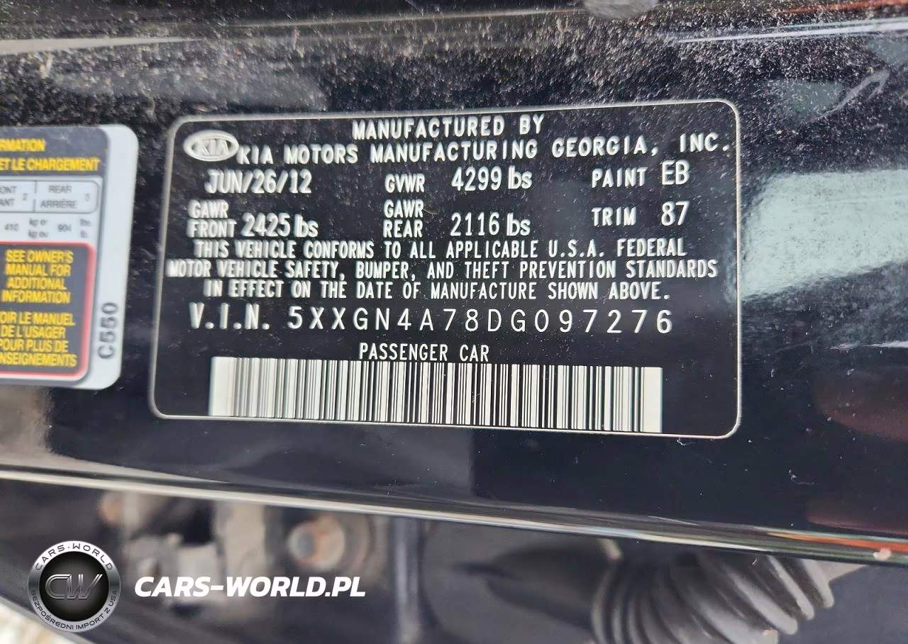 2013 Kia Optima Ex VIN:5XXGN4A78DG097276 - 12