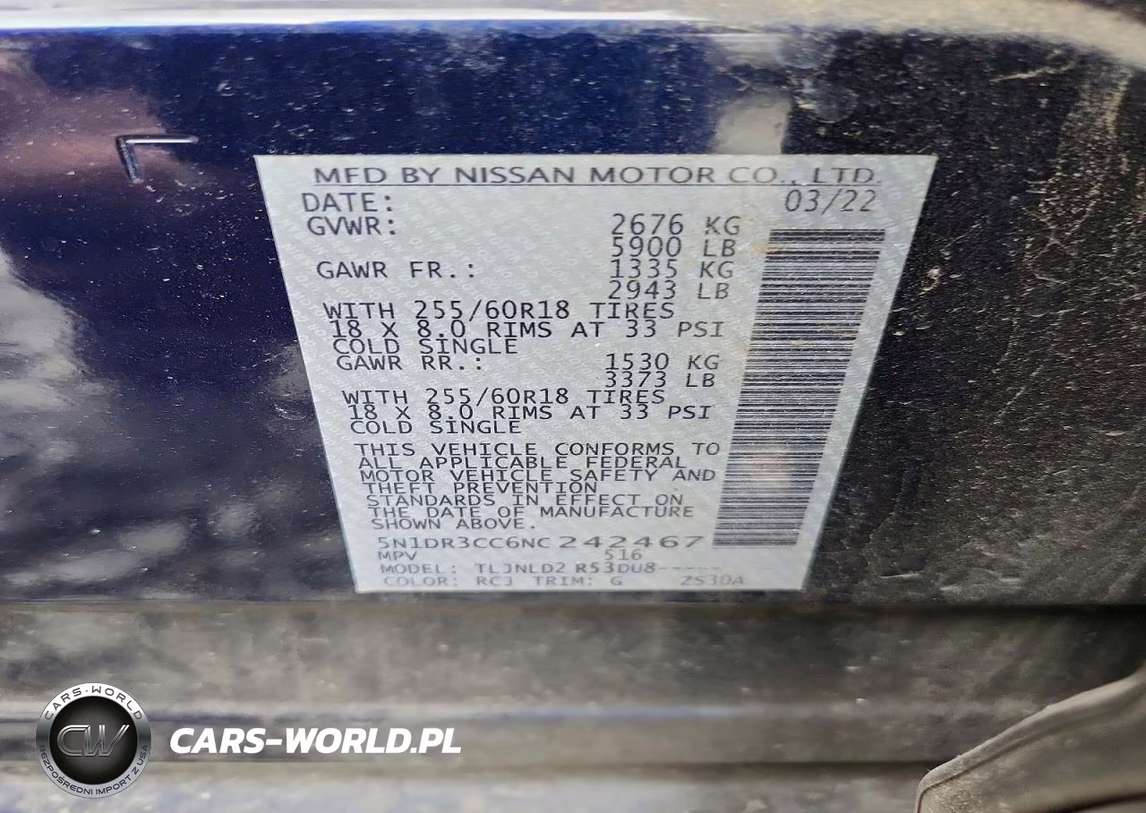 2022 Nissan Pathfinder Sl VIN:5N1DR3CC6NC242467 - 12