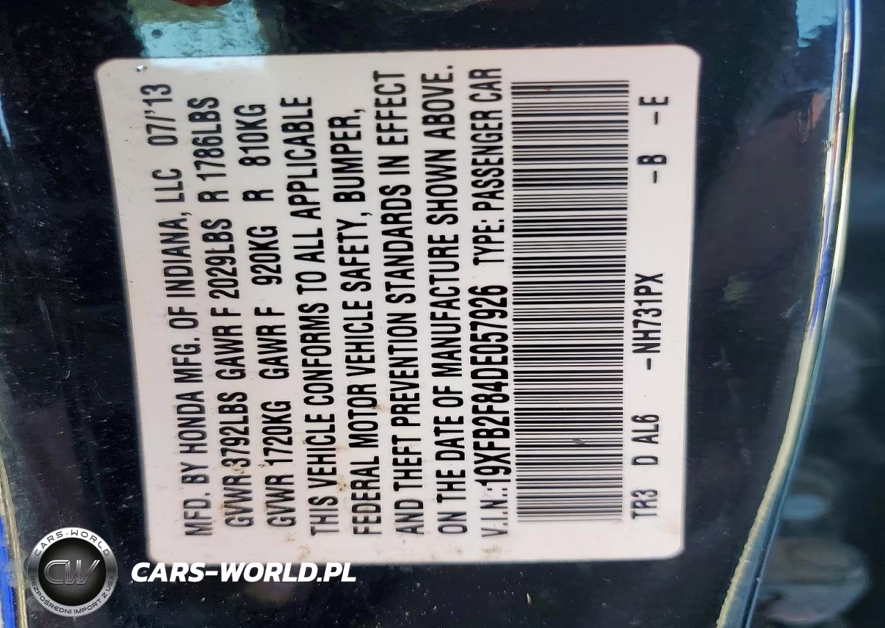 2013 Honda Civic Ex VIN:19XFB2F84DE057926 - 12