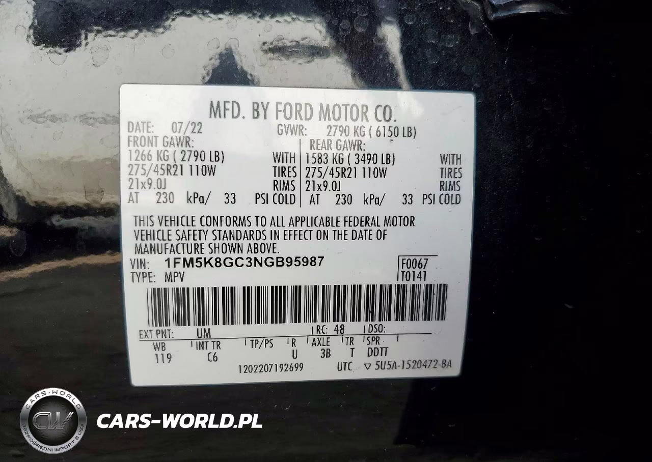 2022 Ford Explorer St VIN:1FM5K8GC3NGB95987 - 14