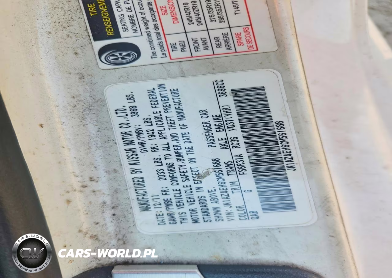 2012 Nissan 370Z Base VIN:JN1AZ4EH6CM561688 - 13