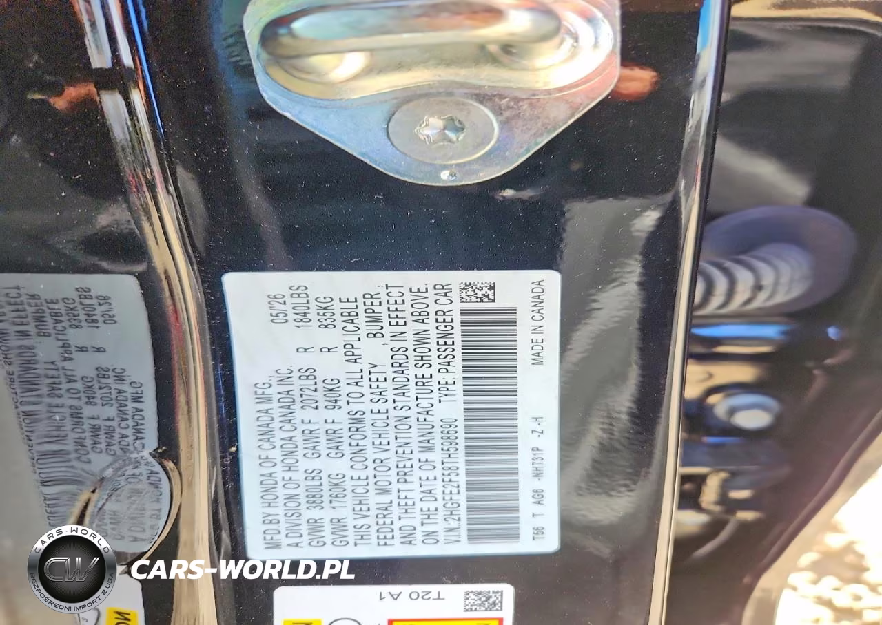 2026 Honda Civic Sport VIN:2HGFE2F58TH598690 - 12