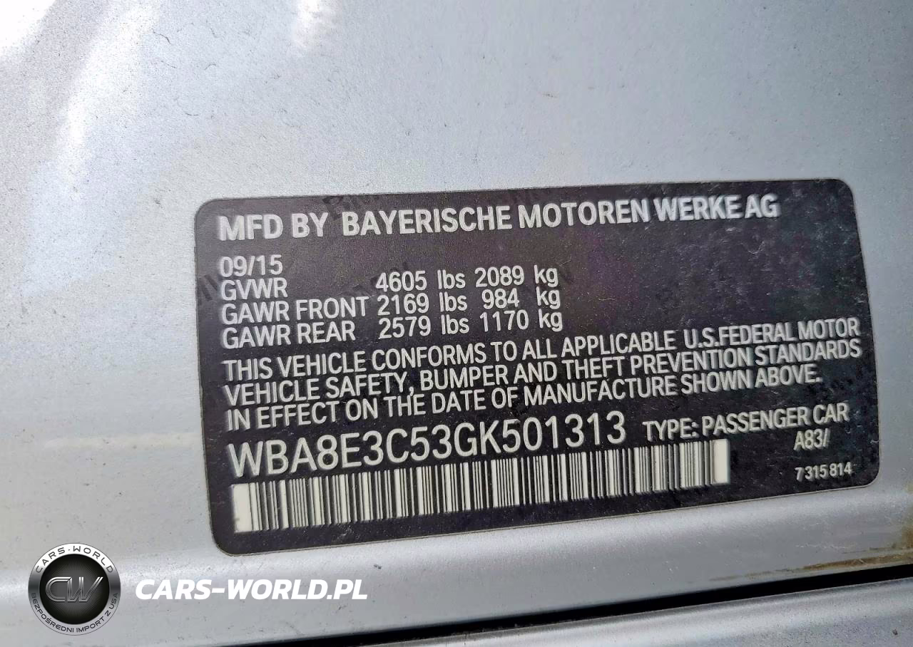 2016 BMW 328 Xi Sulev VIN:WBA8E3C53GK501313 - 12