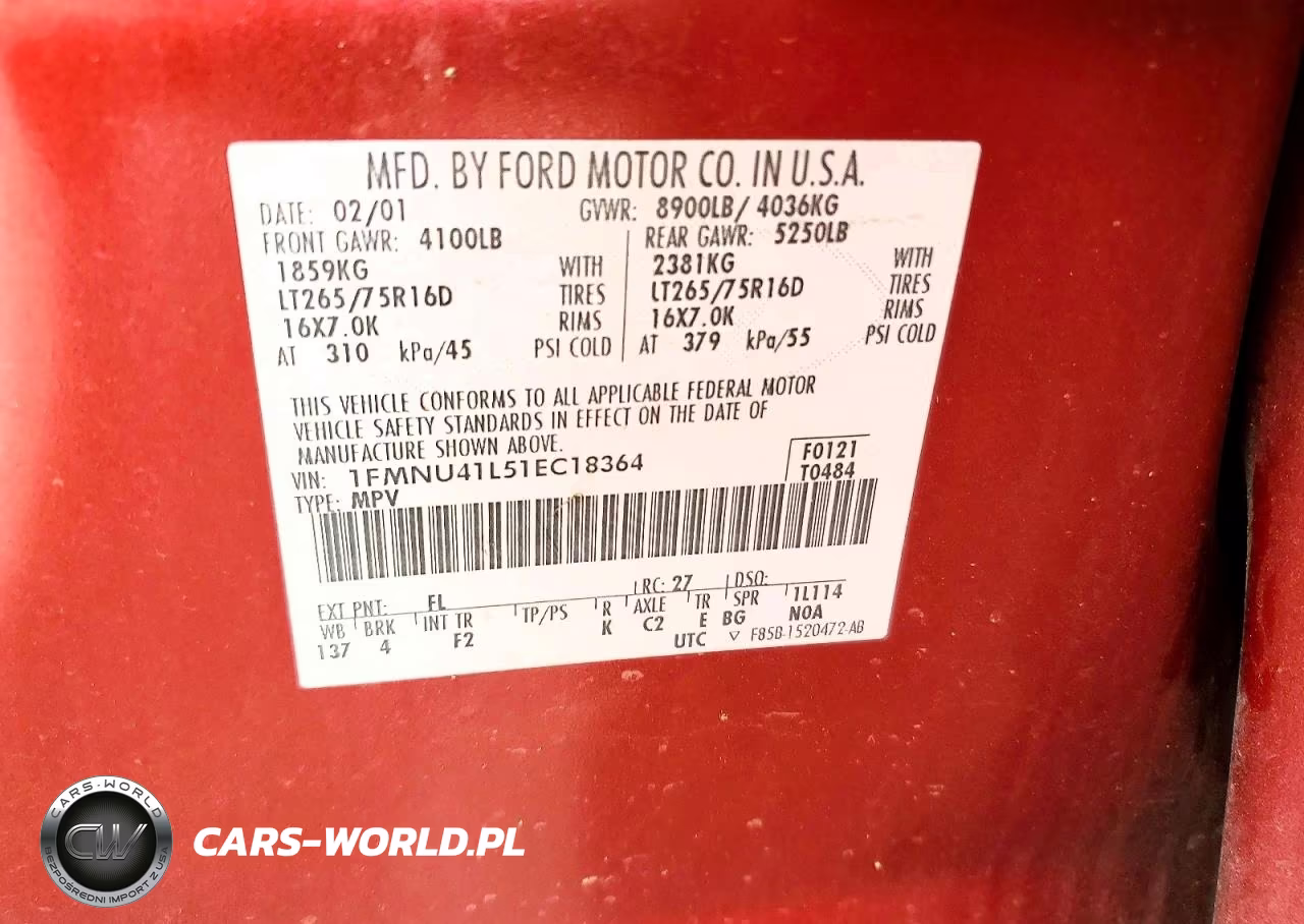 2001 Ford Excursion Xlt VIN:1FMNU41L51EC18364 - 12