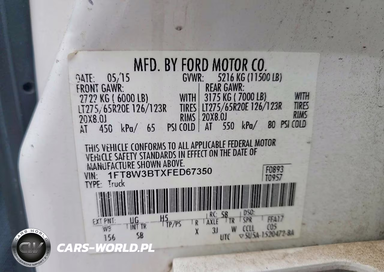 2015 Ford F350 Super Duty VIN:1FT8W3BTXFED67350 - 12