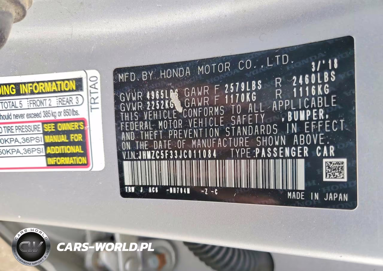 2018 Honda Clarity Touring VIN:JHMZC5F33JC011084 - 12