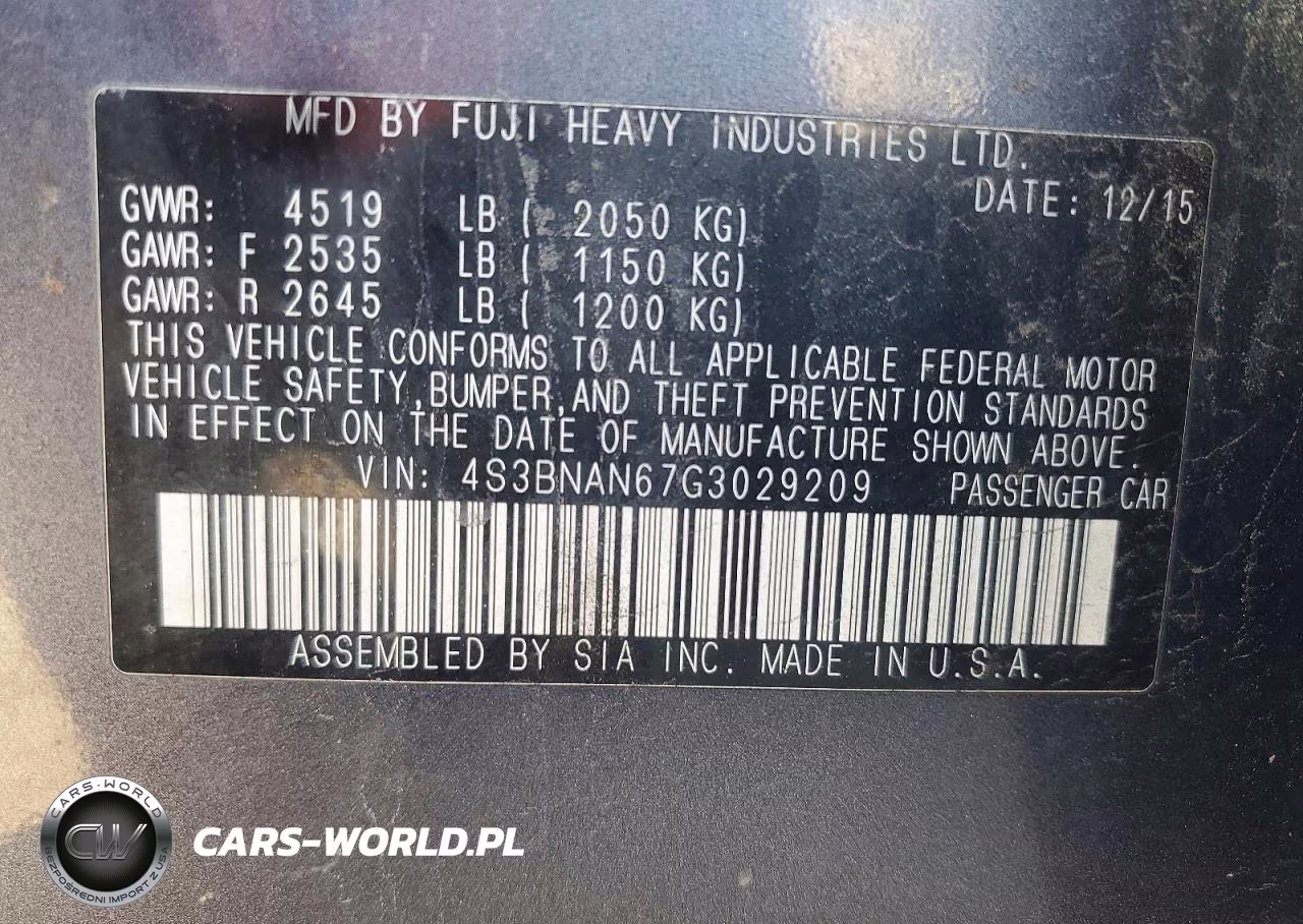 2016 Subaru Legacy 2.5I Limited VIN:4S3BNAN67G3029209 - 13