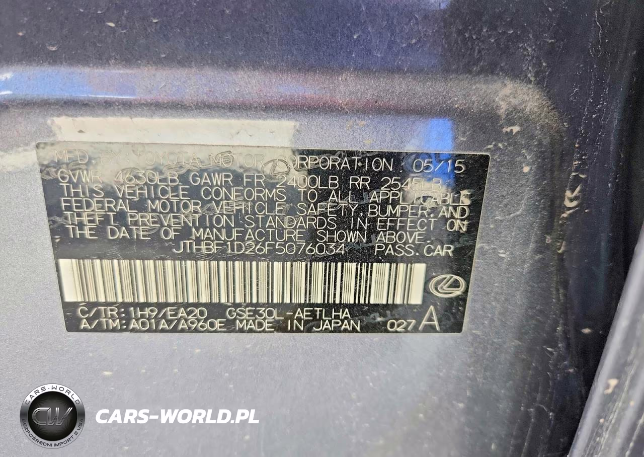 2015 Lexus Is 250 VIN:JTHBF1D26F5076034 - 12