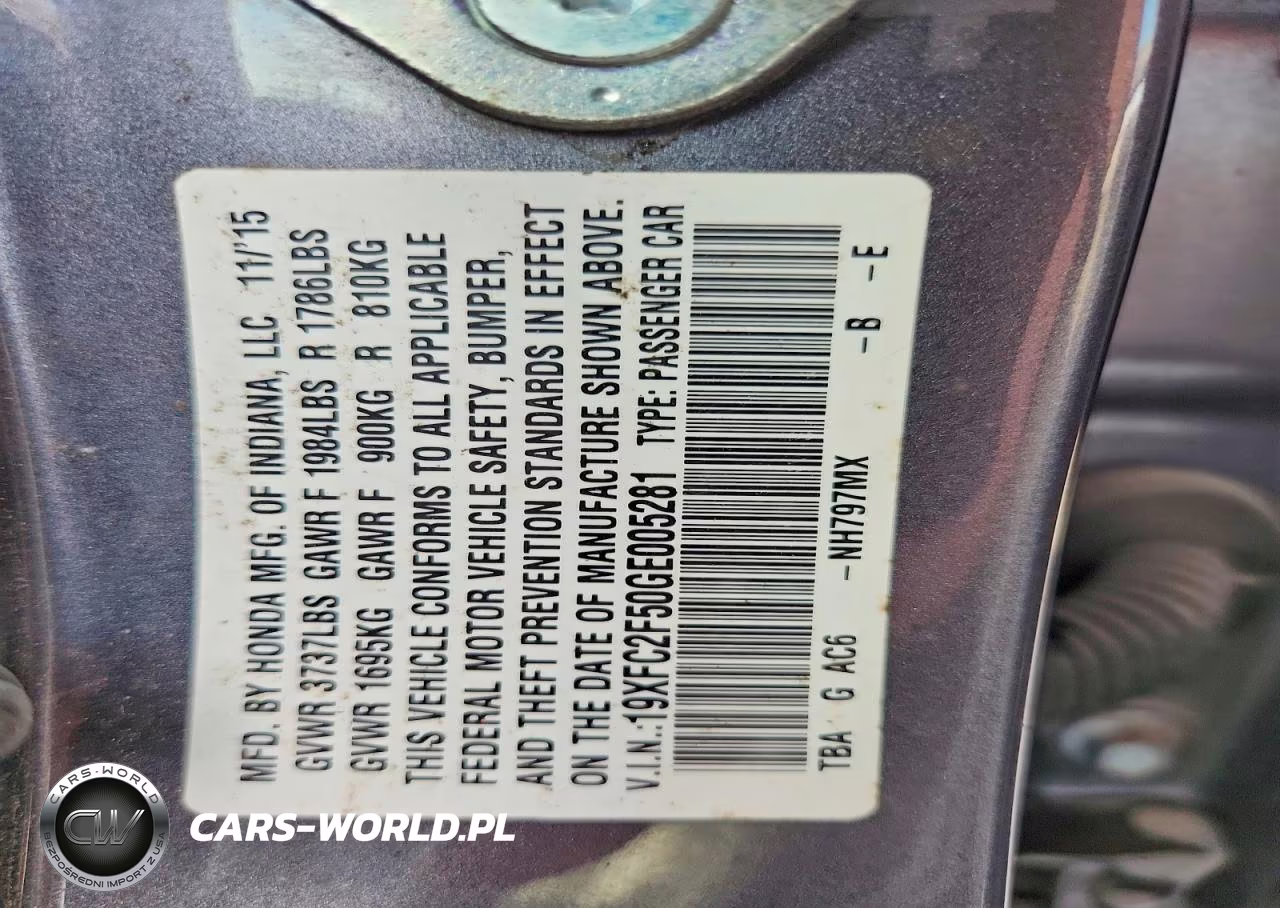 2016 Honda Civic Lx VIN:19XFC2F50GE005281 - 12