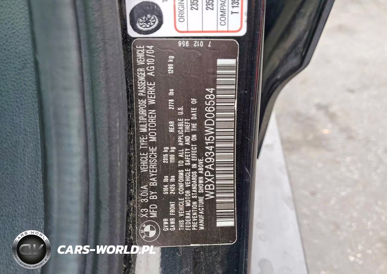 2005 BMW X3 3.0I VIN:WBXPA93415WD06584 - 13