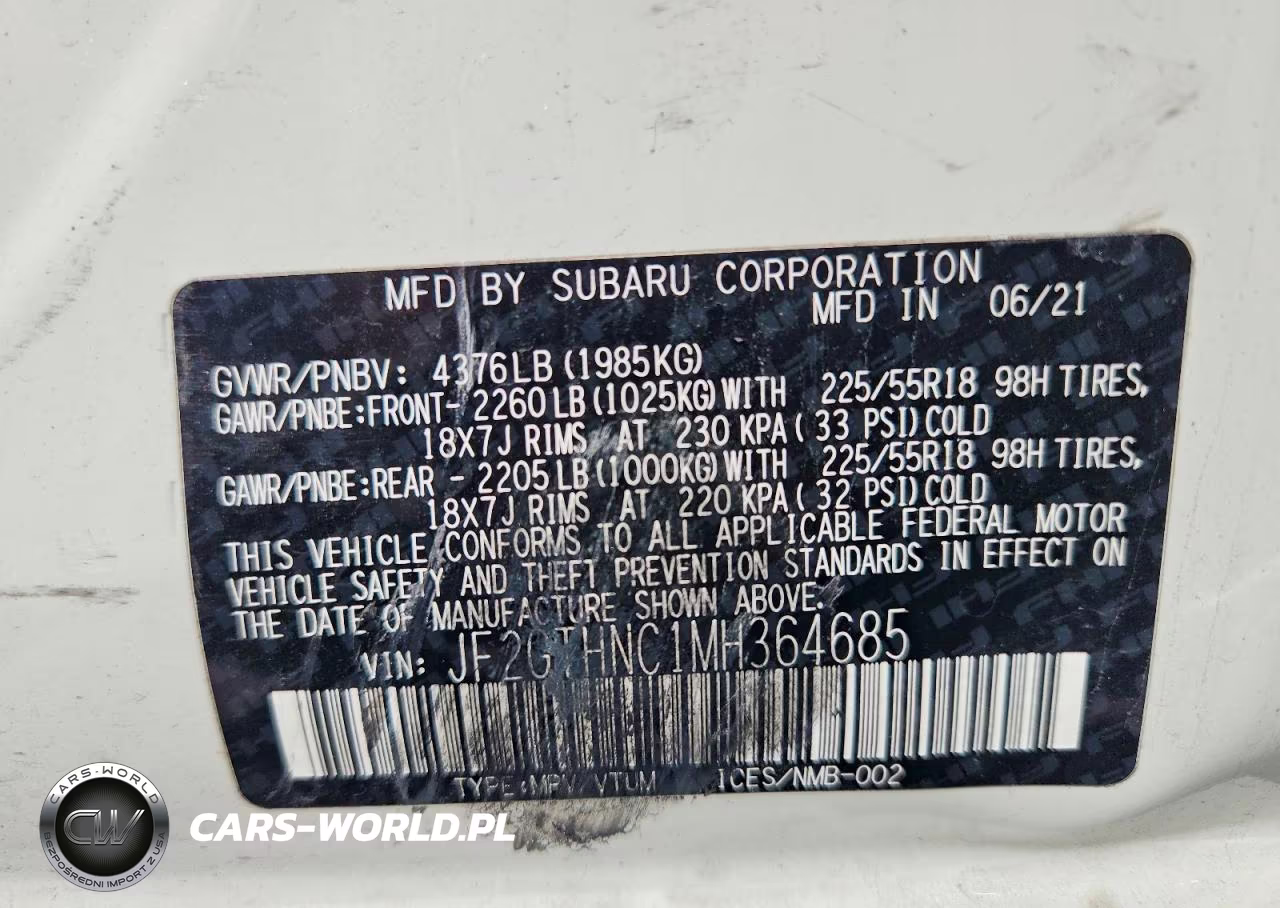 2021 Subaru Crosstrek Limited VIN:JF2GTHNC1MH364685 - 12