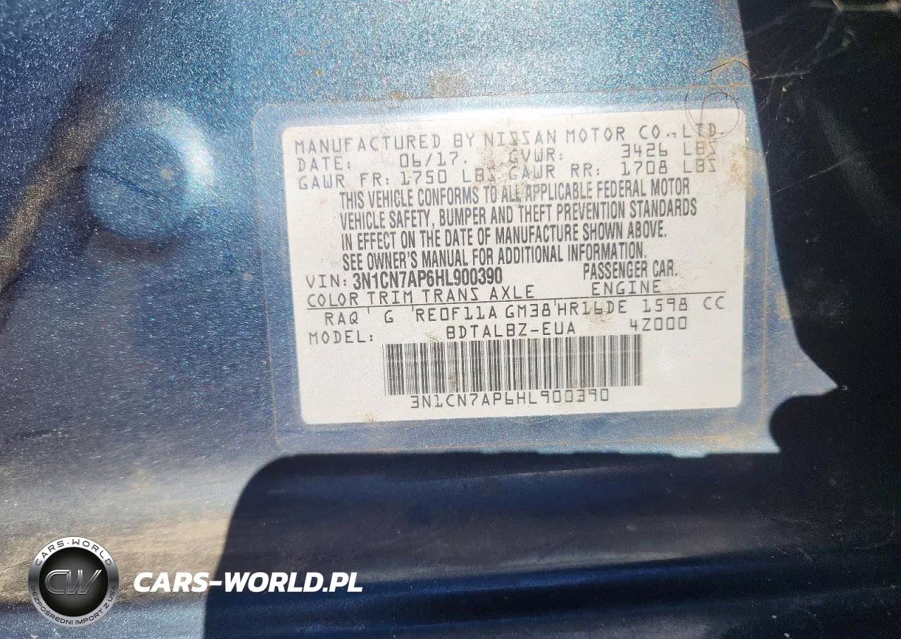 2017 Nissan Versa 1.6 Sv VIN:3N1CN7AP6HL900390 - 12