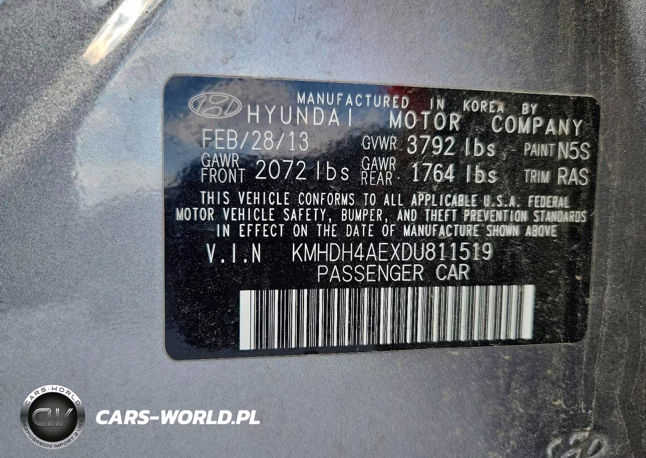2013 Hyundai Elantra Gls VIN:KMHDH4AEXDU811519 - 12