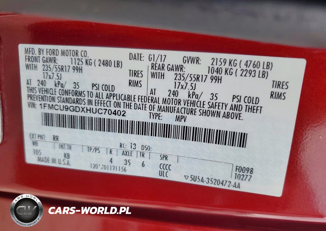2017 Ford Escape Se VIN:1FMCU9GDXHUC70402 - 13