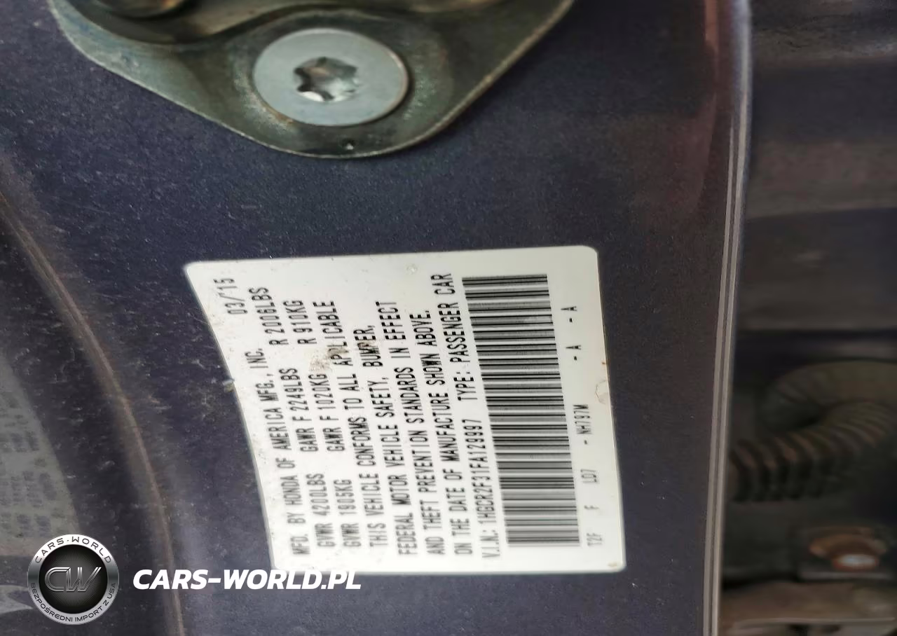 2015 Honda Accord Lx VIN:1HGCR2F31FA129997 - 12