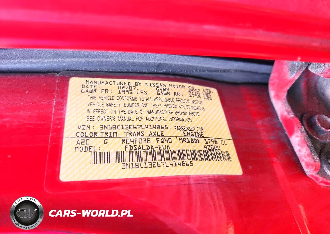 2007 Nissan Versa 1.8 S VIN:3N1BC13E67L414865 - 12