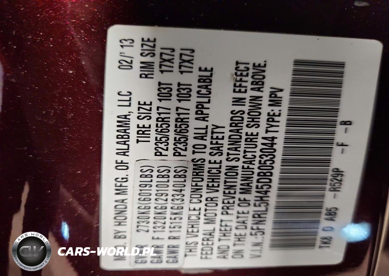HONDA ODYSSEY EX VIN:5FNRL5H45DB053044 - 14