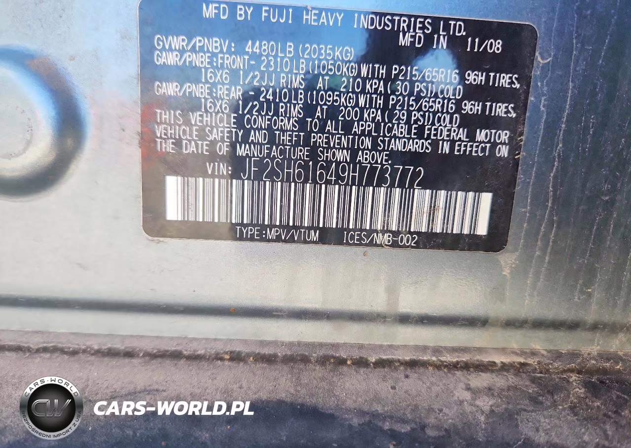 2009 Subaru Forester 2.5X VIN:JF2SH61649H773772 - 13