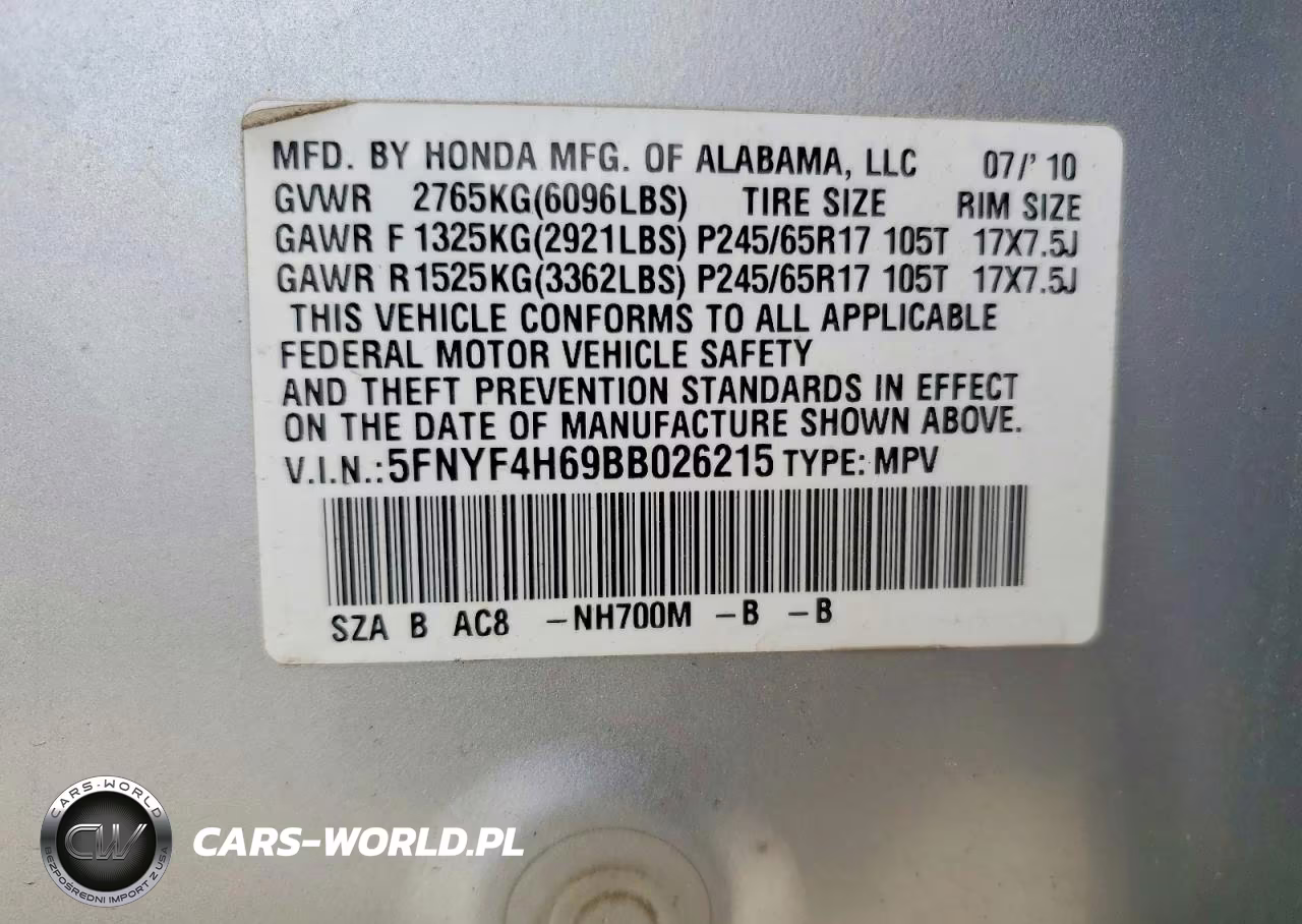 2011 Honda Pilot Exl VIN:5FNYF4H69BB026215 - 13