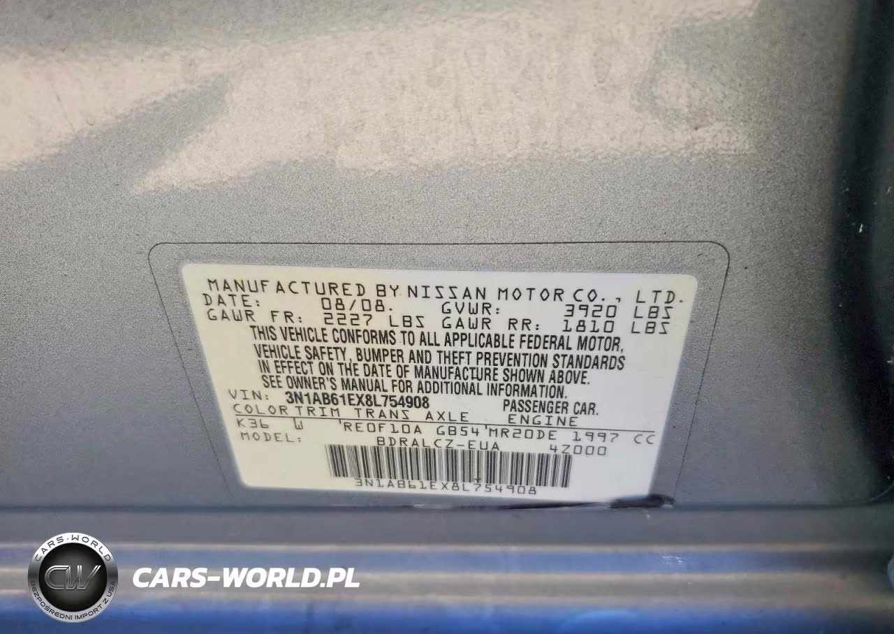 2008 Nissan Sentra 2.0 VIN:3N1AB61EX8L754908 - 12