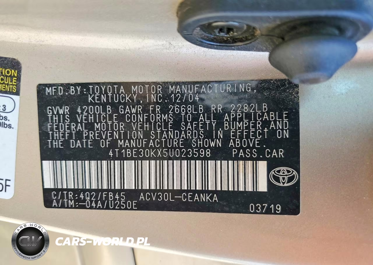 2005 Toyota Camry Le VIN:4T1BE30KX5U023598 - 12