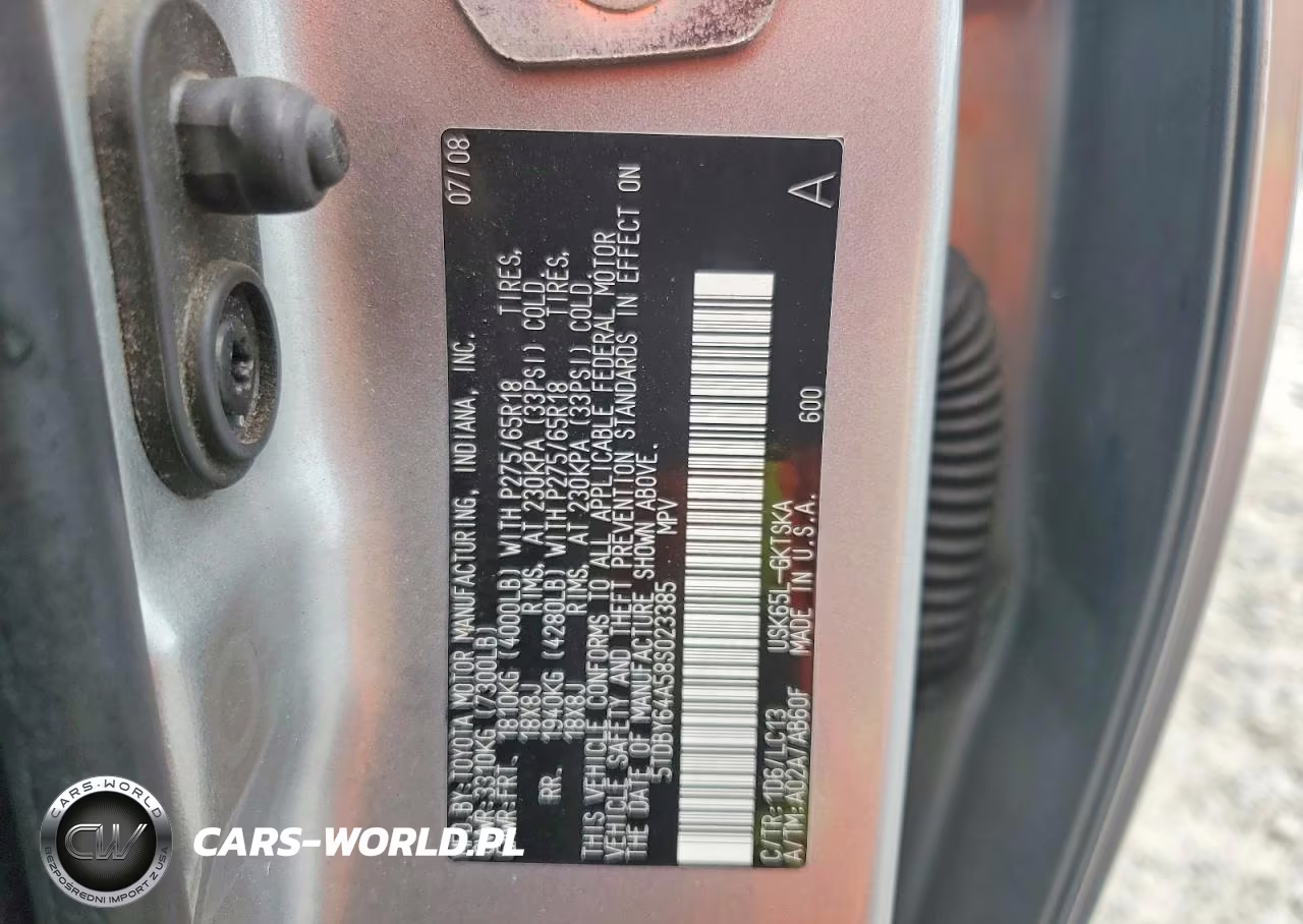 2008 Toyota Sequoia Sr5 5.7L V8 VIN:5TDBY64A58S023385 - 13