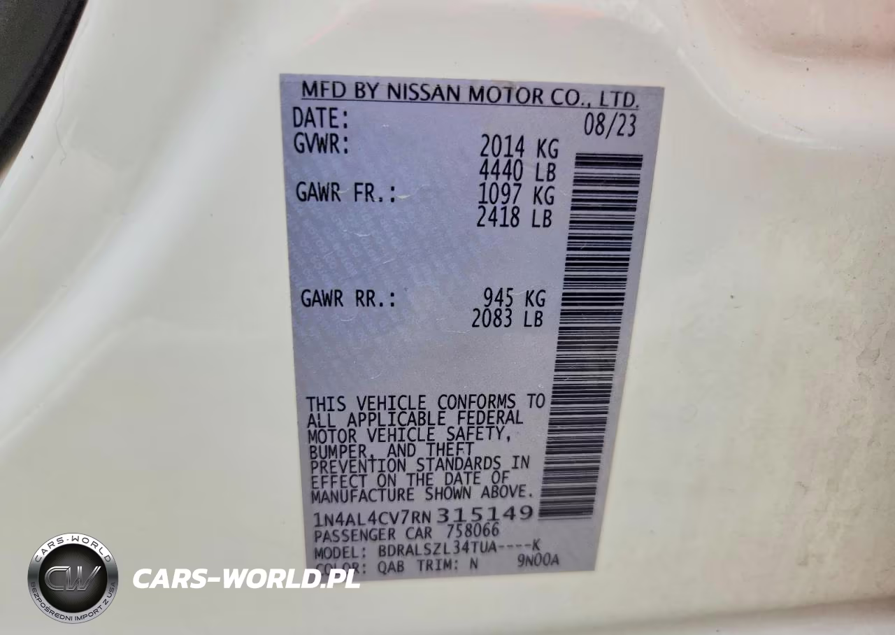 2024 Nissan Altima Sr VIN:1N4AL4CV7RN315149 - 12