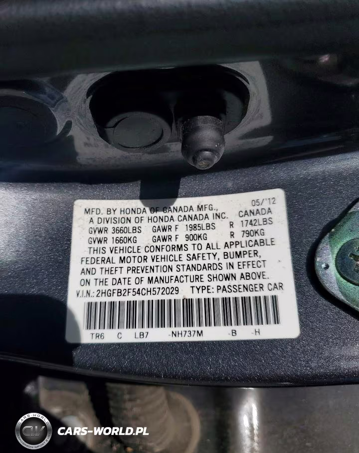 2012 Honda Civic Lx VIN:2HGFB2F54CH572029 - 12