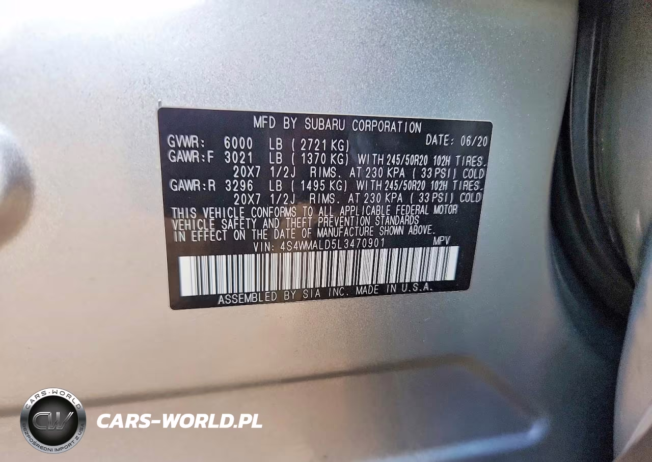 2020 Subaru Ascent Limited VIN:4S4WMALD5L3470901 - 13