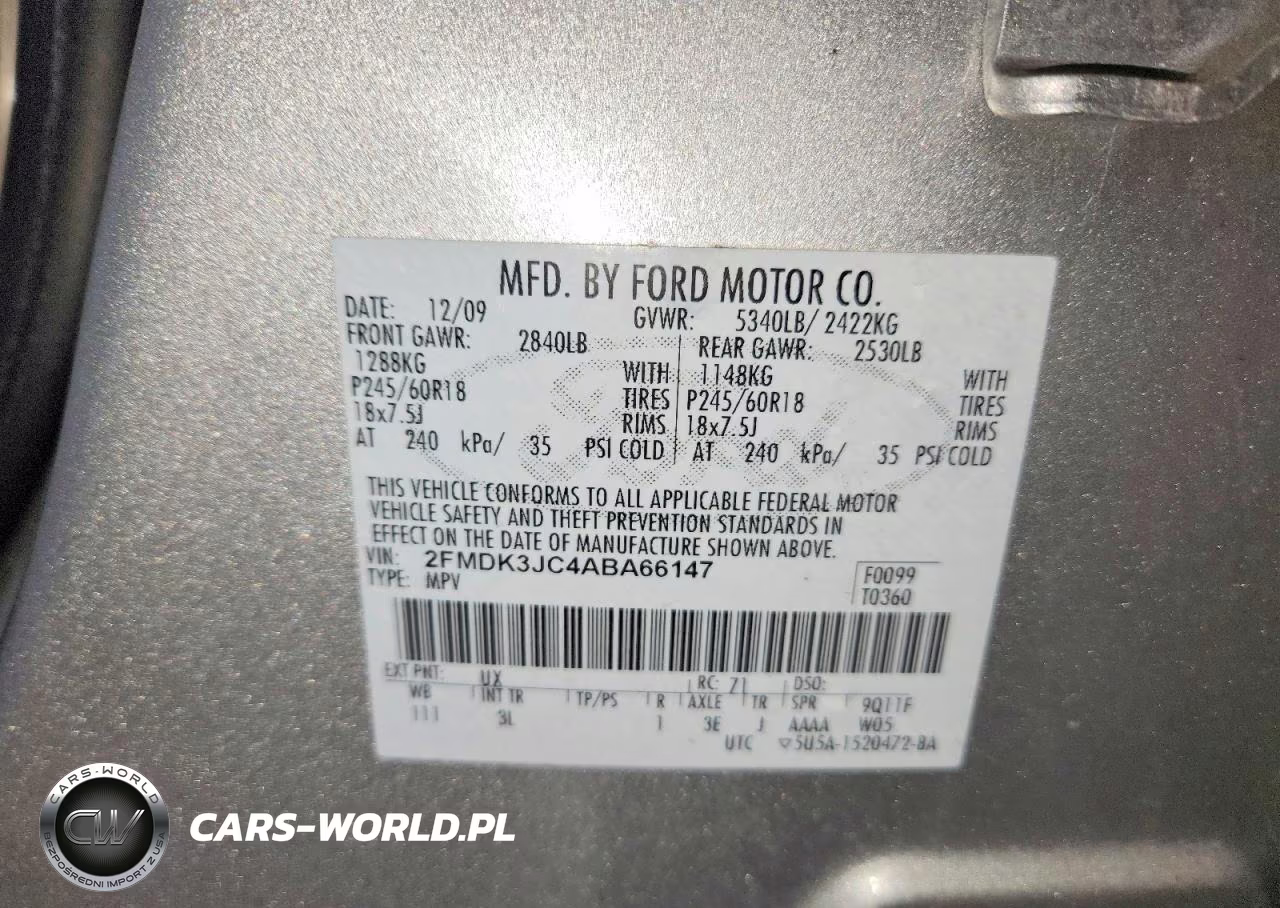 2010 Ford Edge Sel VIN:2FMDK3JC4ABA66147 - 13