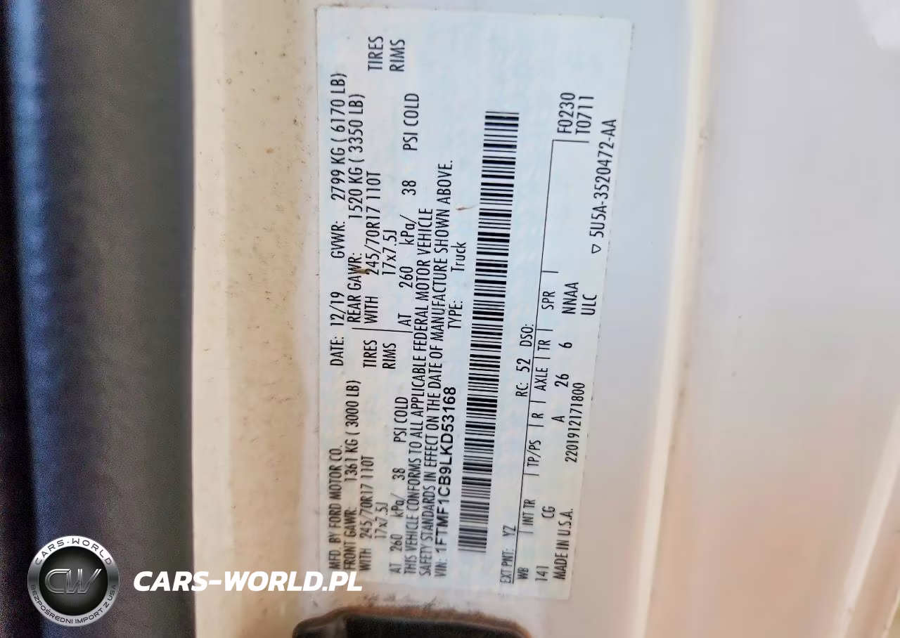 2020 Ford F150 VIN:1FTMF1CB9LKD53168 - 12