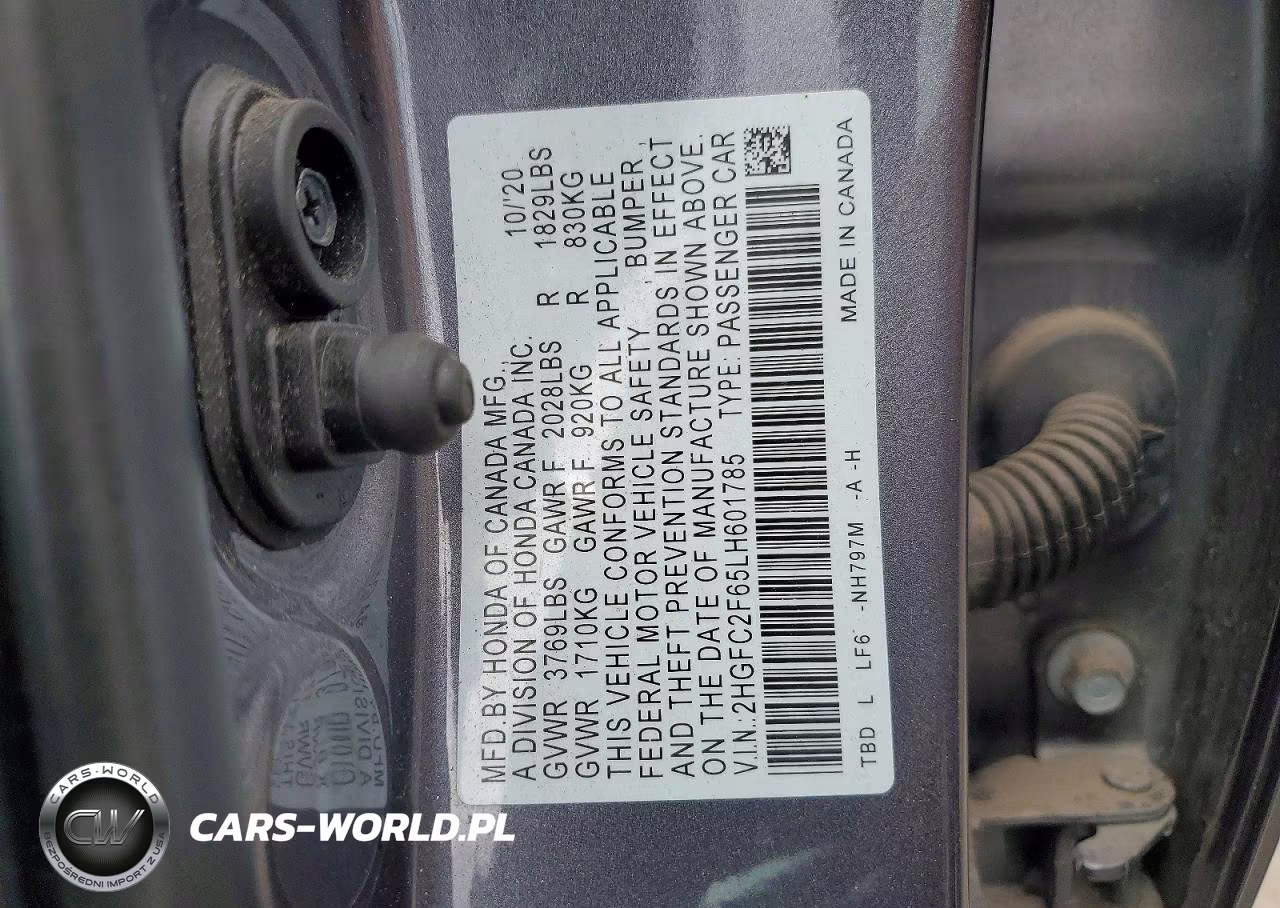 2020 Honda Civic Lx VIN:2HGFC2F65LH601785 - 12