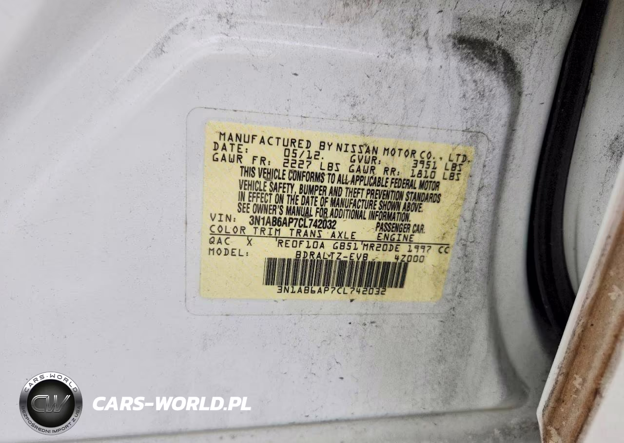 2012 Nissan Sentra 2.0 VIN:3N1AB6AP7CL742032 - 12