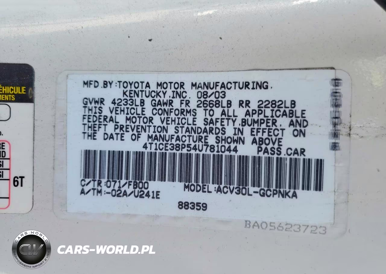 2004 Toyota Camry Solara Se VIN:4T1CE38P54U781044 - 12