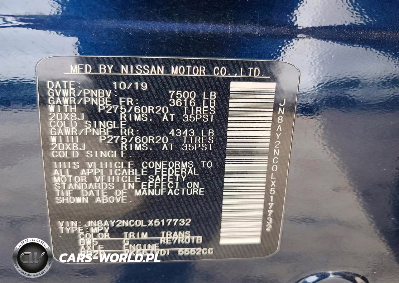 2020 Nissan Armada Sl VIN:JN8AY2NC0LX517732 - 13