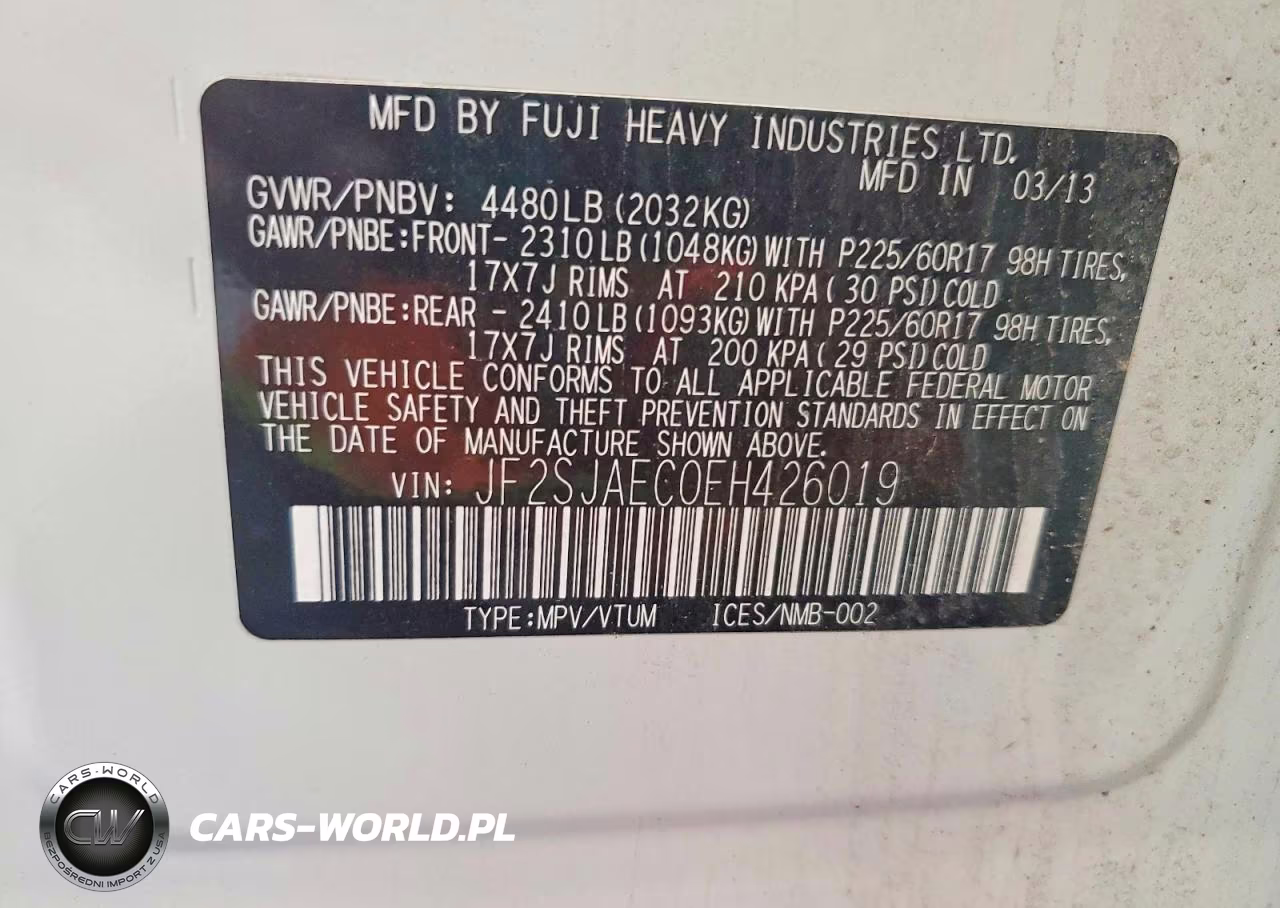 2014 Subaru Forester 2.5I Premium VIN:JF2SJAEC0EH426019 - 13