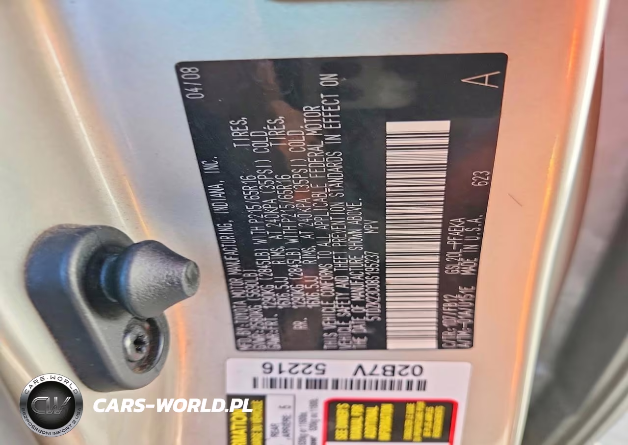2008 Toyota Sienna Ce 7-Passenger VIN:5TDZK23C08S195237 - 12
